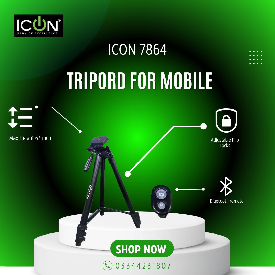 ICON 7864 Tripod For Mobile With free Mobile Holder & Shutter Remote